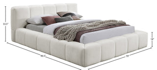 Carlin Upholstered Bed, Cream, Queen, Chenille Fabric