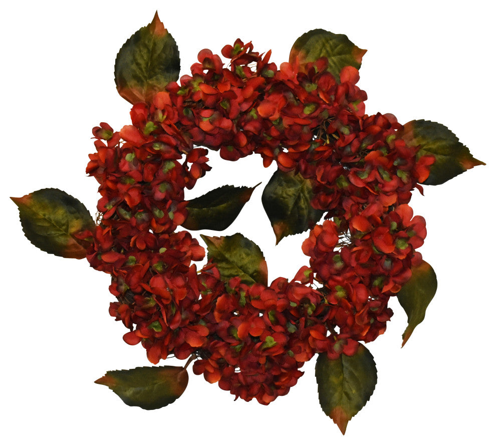 24" Vintage Red Hydrangea Wreath