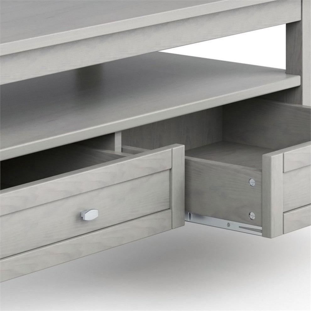 Warm Shaker SOLID WOOD 48 inch Wide Rectangle  Coffee Table in Fog Gray