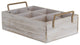 6 Compartment Brown Wood Grain Caddy With Side Handles