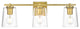 3 Light Brass And Clear Bath Sconce