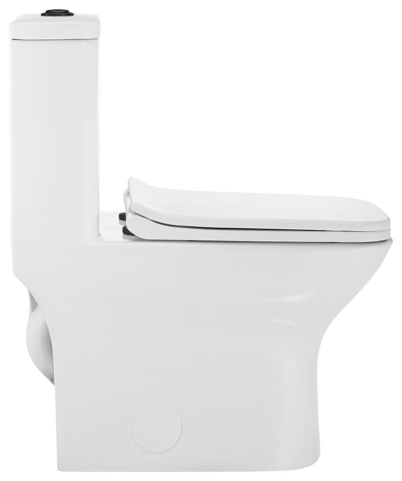 Carre 1-Piece Square Toilet Dual Flush, Black Hardware