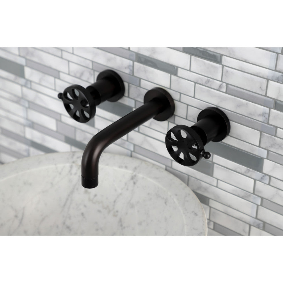 KS8120RX Belknap Two-Handle Wall Mount Bathroom Faucet, Matte Black