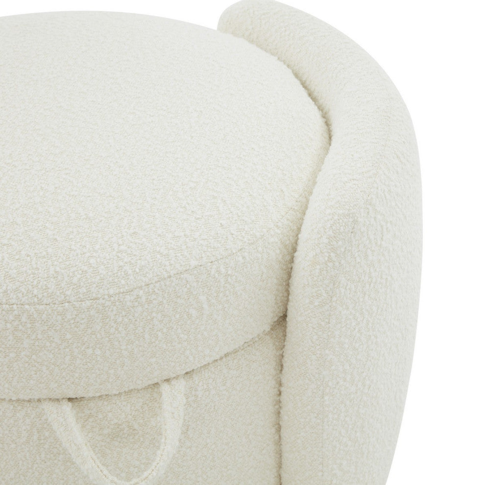 Safavieh Couture Danianna Boucle Ottoman, Ivory