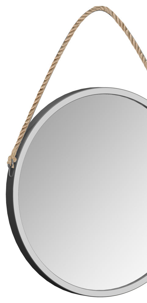 Bolan Silver Framed round mirror with rope