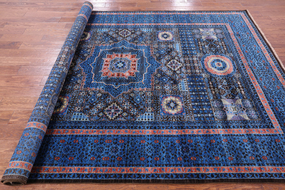 Geometric Mamluk Hand-Knotted Wool Rug 6' 10" X 9' 10" - Q12245