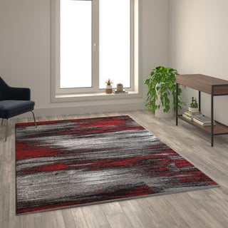 Rylan Collection Abstract Pattern Area Rug-Red - 6' x 9'