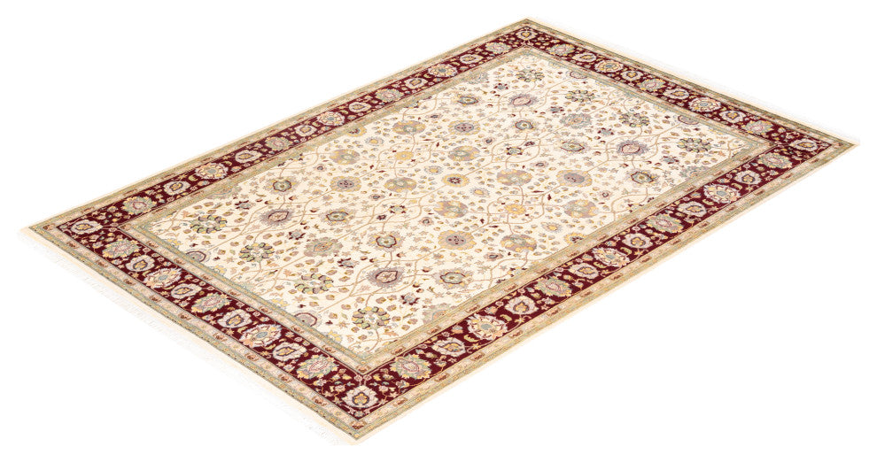 Minbya One-of-a-Kind Hand-Knotted Area Rug Ivory, 6'2"x9'3"