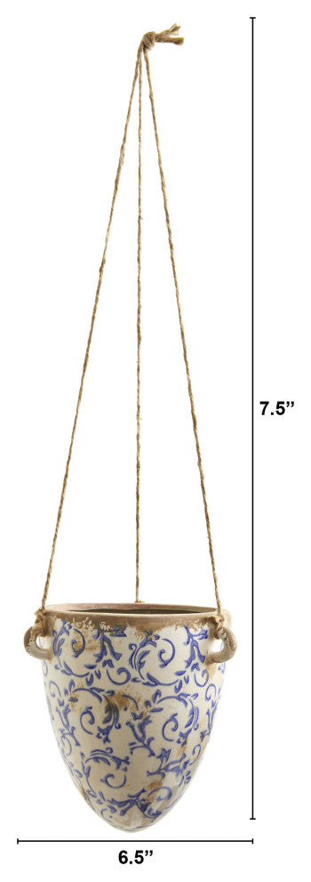 2' Tuscan Hanging Ceramic Scroll Planter