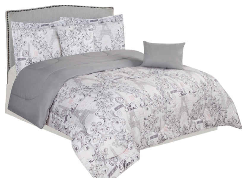 Bibb Home 5pc Comforter Set, Paris, Queen