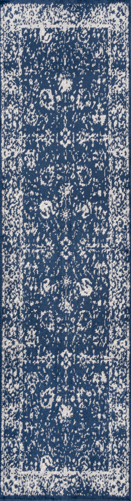 Soleiman Modern Persian Area Rug, Navy, 2'x10'