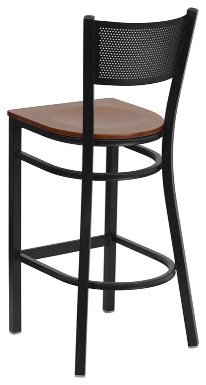 Black Grid Stool-Cherry Seat