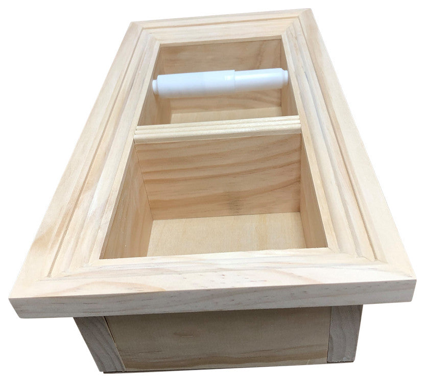Bayshore Recessed Solid Wood Double Toilet Paper Holder 7 x 14.5, Unfinished