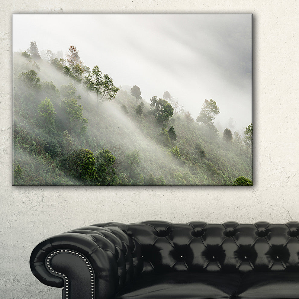 "Mystical Foggy Mountain Slope" Canvas Print, 1 Panel