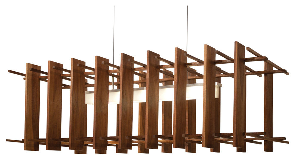 Arca LED Linear Pendant, Dark Stained Walnut/Black Anodized