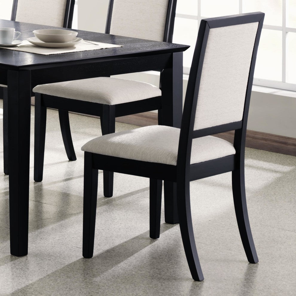 Lexton Cream Upholstered Black Dining Side Chair by Coaster, Set of 2