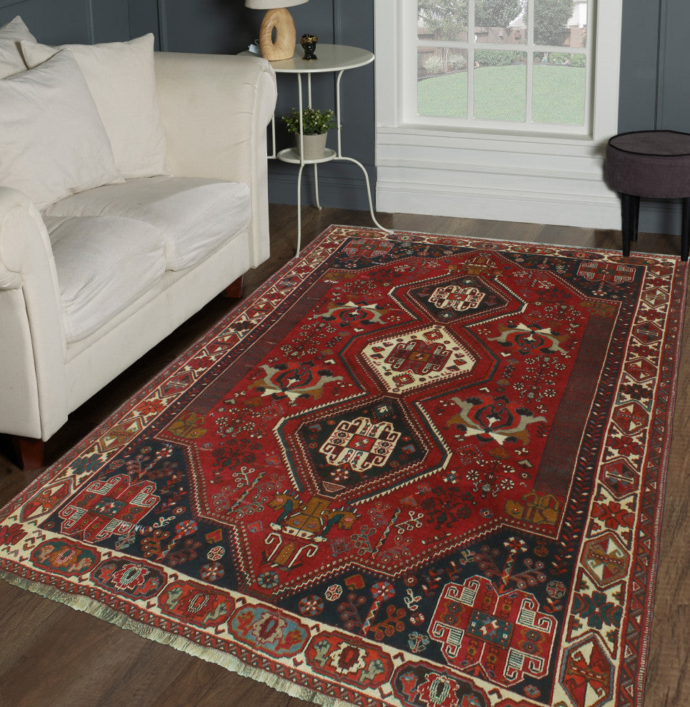 Fine Vintage Distressed April Red Rug