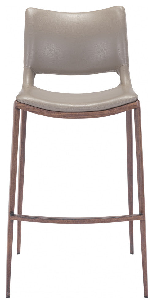 Set of Two Gray Faux Leather and Espresso Mod Ergo Bar Chairs