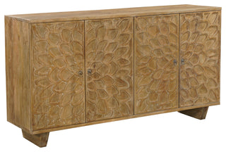 Ethan 4-door Carved Solid Wood Sideboard