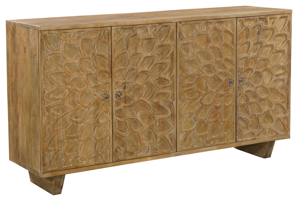 Ethan 4-door Carved Solid Wood Sideboard