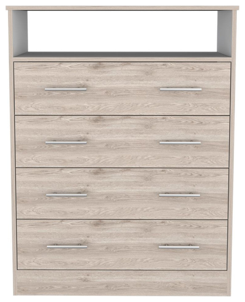 Serbian Four Drawer Dresser, Light Gray / White