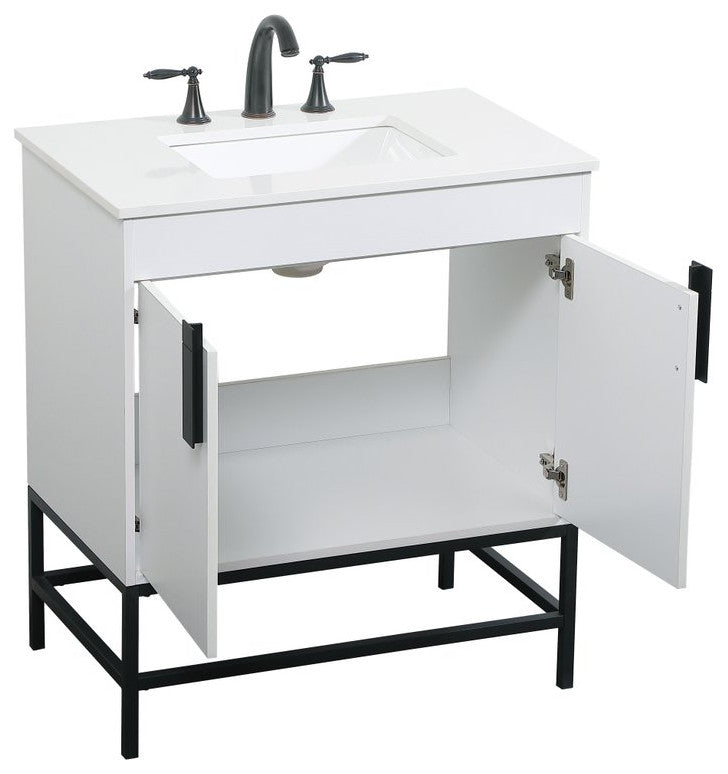 Home Living 19" Modern White-Light Bathroom Vanity
