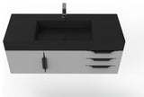 CastelloUSA Amazon 48" Wall Mounted Vanity Set, Gray, Black Top, Black Handles
