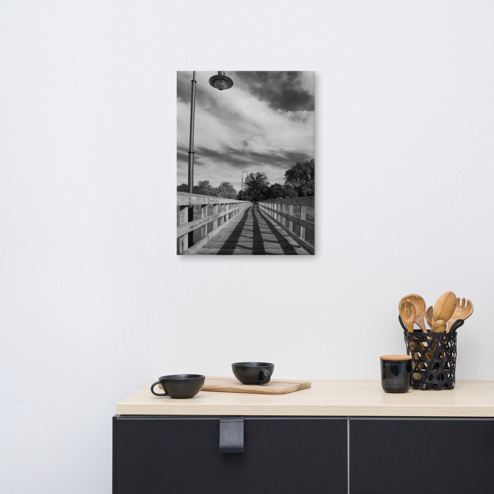Follow the Lines Black & White Landscape Photo Canvas Wall Art Print, 18" X 24"