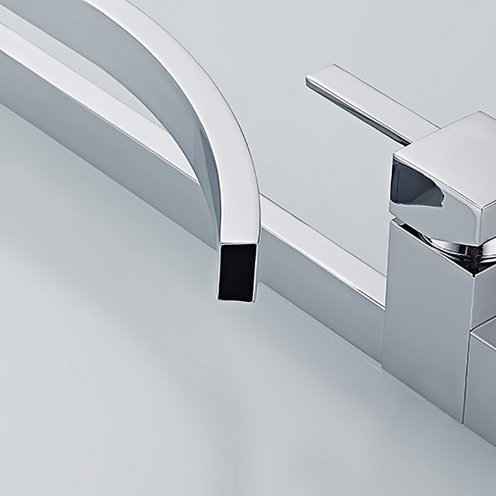 Single Handle Single Hole Bathroom Sink Faucet with Waterfall Spout, Chrome