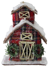 5" Classic Red Plaid Glitter Snow Covered Barn Christmas Ornament