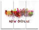 "New Orleans Skyline" Glossy Metal Wall Art, 3 Panels, 36"x28"