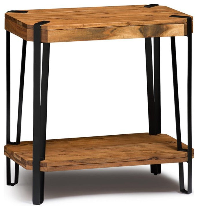 Ryegate Natural Live Edge Solid Wood With Metal End Table, Natural