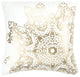 White Gold Medallion Down Filled Throw Pillow