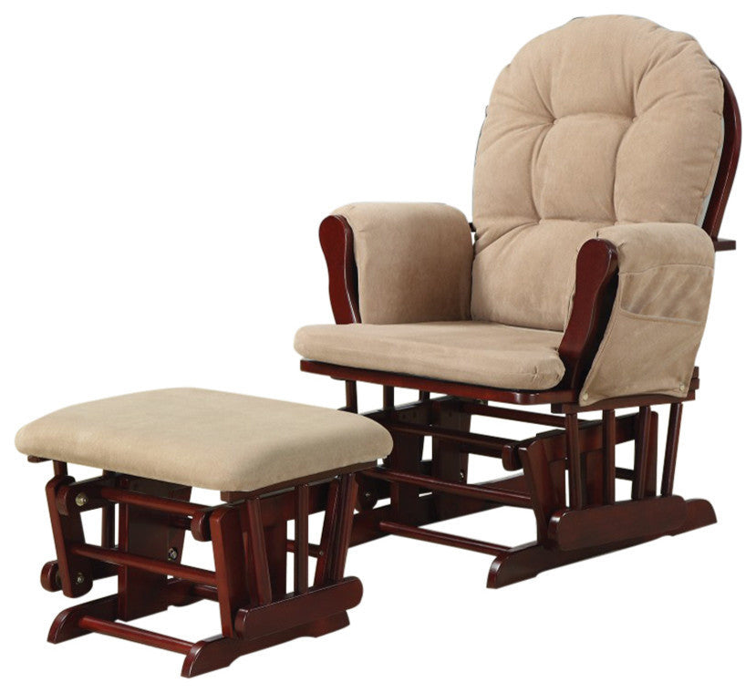 Benzara BM159031 Chicly Elegant Glider Chair with Ottoman, Brown