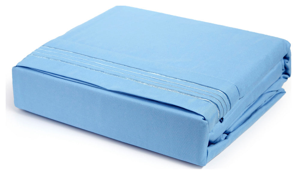 Linum Home Textiles 1800 TC Brushed Microfiber Sheet Set with 4 Line Embroidery