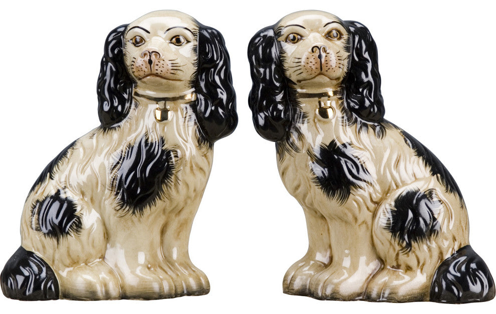 Staffordshire Reproduction Dogs, 9.5", Black, 2-Piece Set