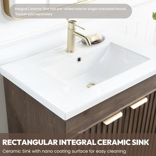 Palos Bathroom Vanity, Spruce Aged Brown, 18", Ceramic Top, With Mirror