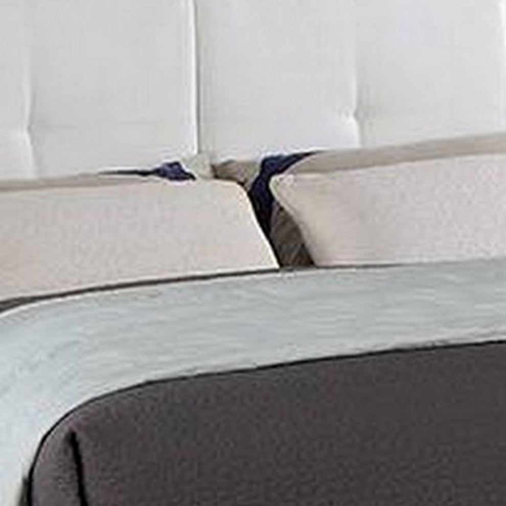 Amy Queen Size Platform Bed, Vegan Faux Leather Upholstery, White