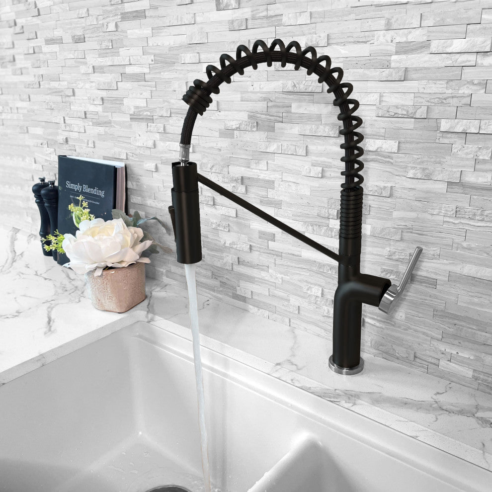 STYLISH Single Handle Pull-Down Dual Mode Kitchen Faucet in Matte Black