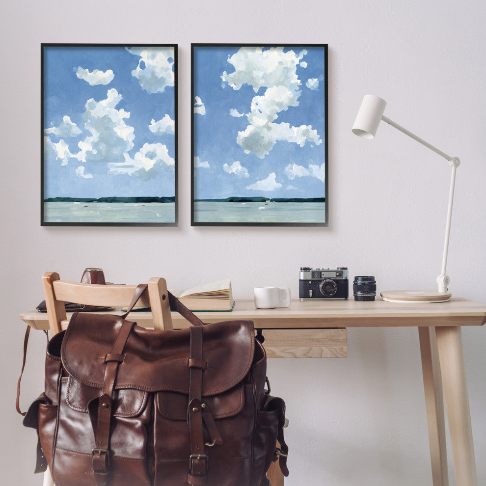 Bright Cloudy Sky Lake Water Landscape Summer Day,24 x 30