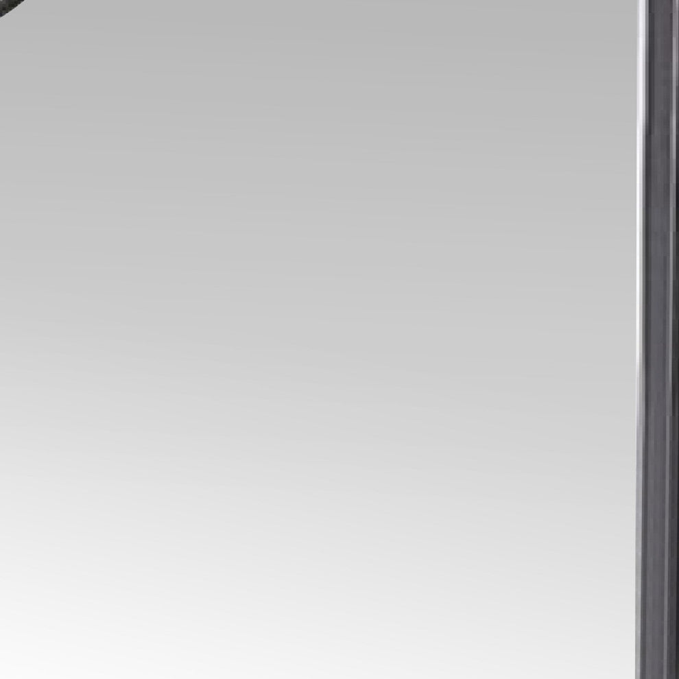 Benzara BM275083 39" Wood Mirror, Scooped Corners, Silver Trim, Charcoal Gray