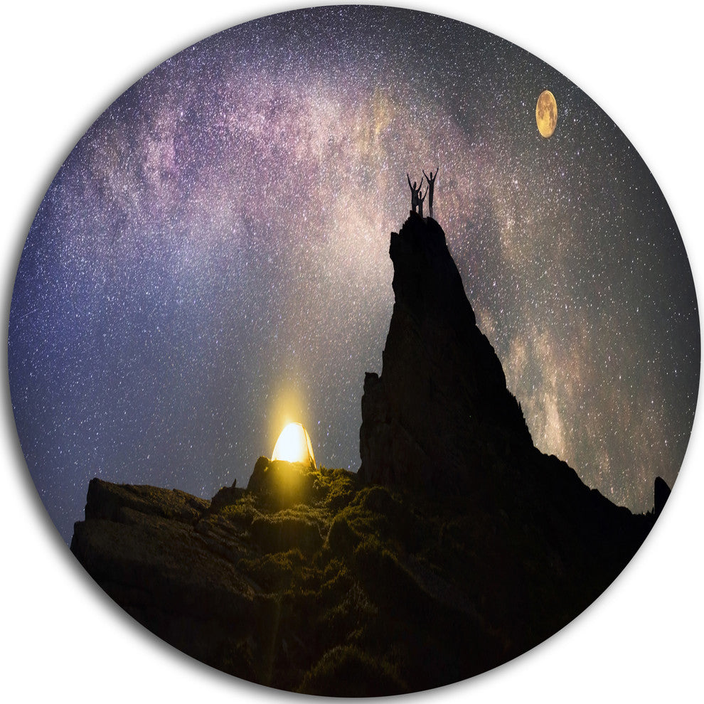 Rock Climbing To Base Camp, Landscape Photo Disc Metal Wall Art, 38"