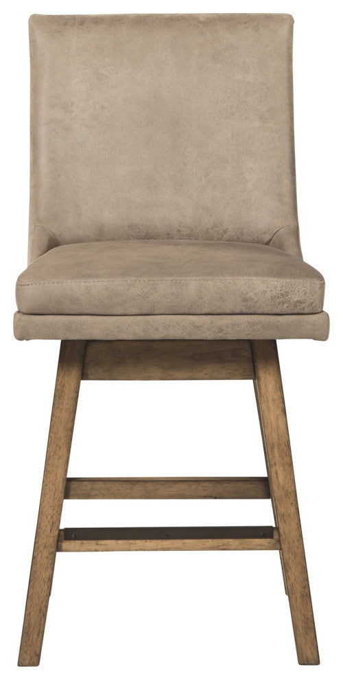 Benzara BM231381 39" Leatherette Padded Swivel Barstool, Set of 2, Beige