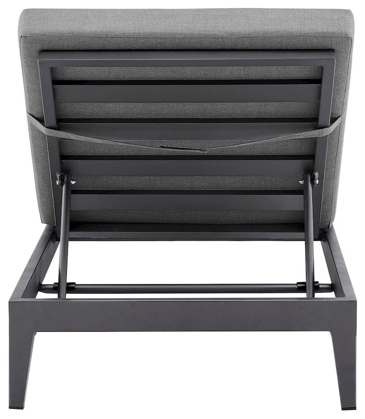 Outdoor Patio Adjustable Chaise Lounge Chair in Aluminum with Gray Cushions