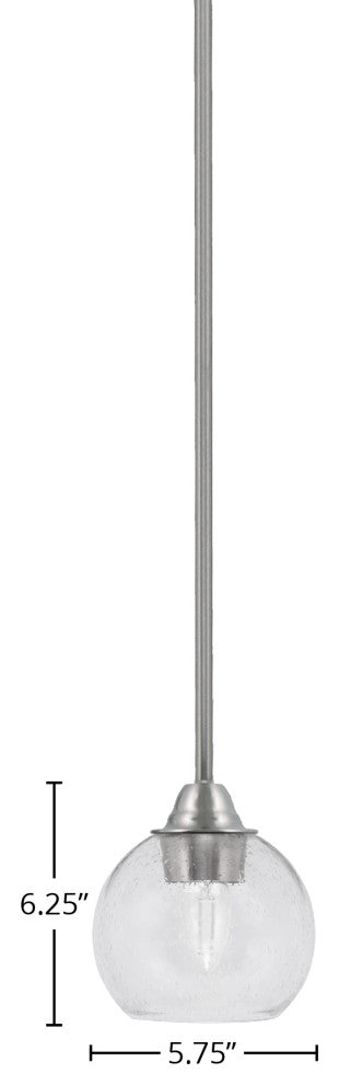 Paramount 1-Light Mini Pendant, Brushed Nickel, 5.75" Clear Bubble Glass