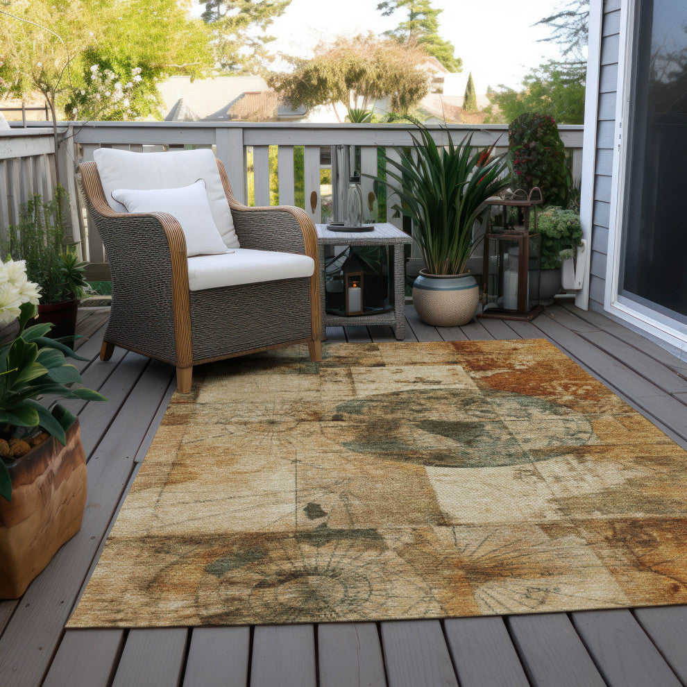 Machine Washable Indoor/Outdoor Chantille ACN1905 Beige 9' x 12' Rug
