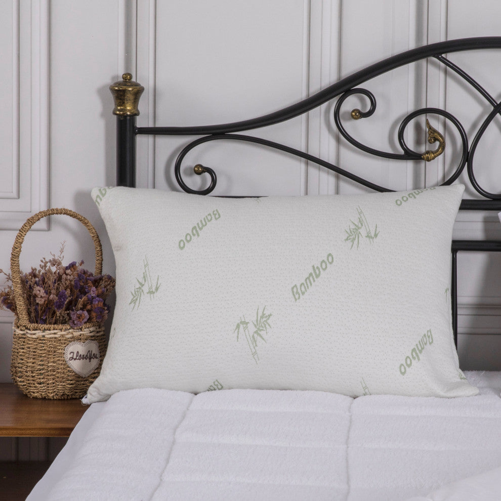Bamboo Memory Foam Pillow With Removable Cover, 2 Pack, King