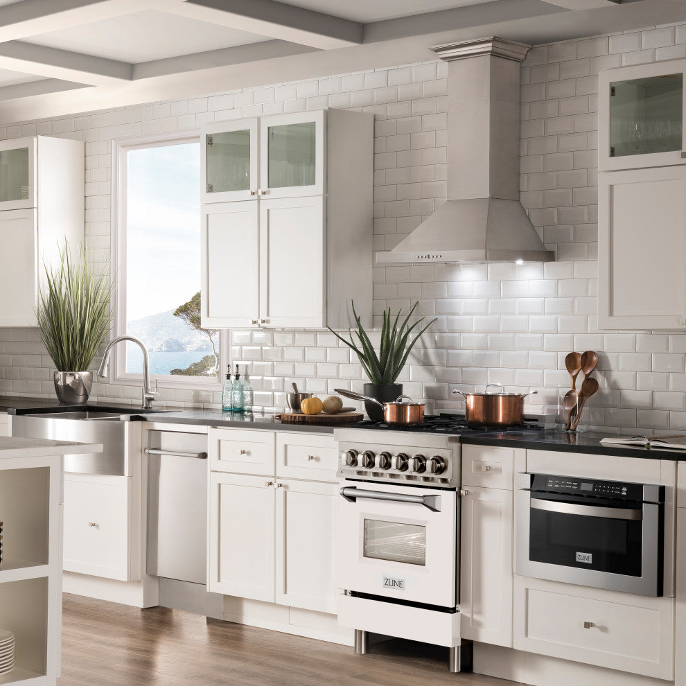 ZLINE 24 In. Professional Dual Fuel Range With White Matte Door, RA-WM-24