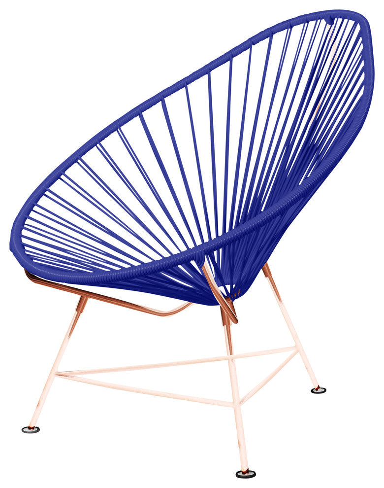 Junior Indoor/Outdoor Handmade Acapulco Chair, Deep Blue Weave, Copper Frame