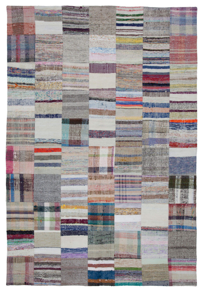 Rug N Carpet - Handmade Anatolian 6' 7'' x 9' 10'' Rustic Patchwork Kilim Rug